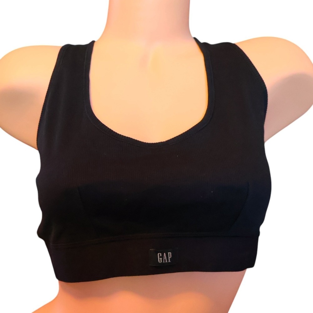 GapBody Black Cotton Rib Racerback Bralette GPW01051 Wireless Bra NWT L
